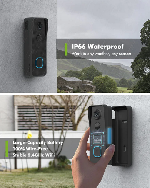 IP66 waterproof video doorbell